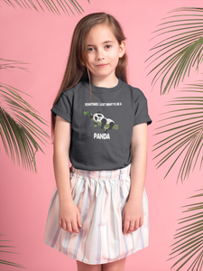 Sleeping Panda Half Sleeves T-Shirt For Girls -KidsFashionVilla