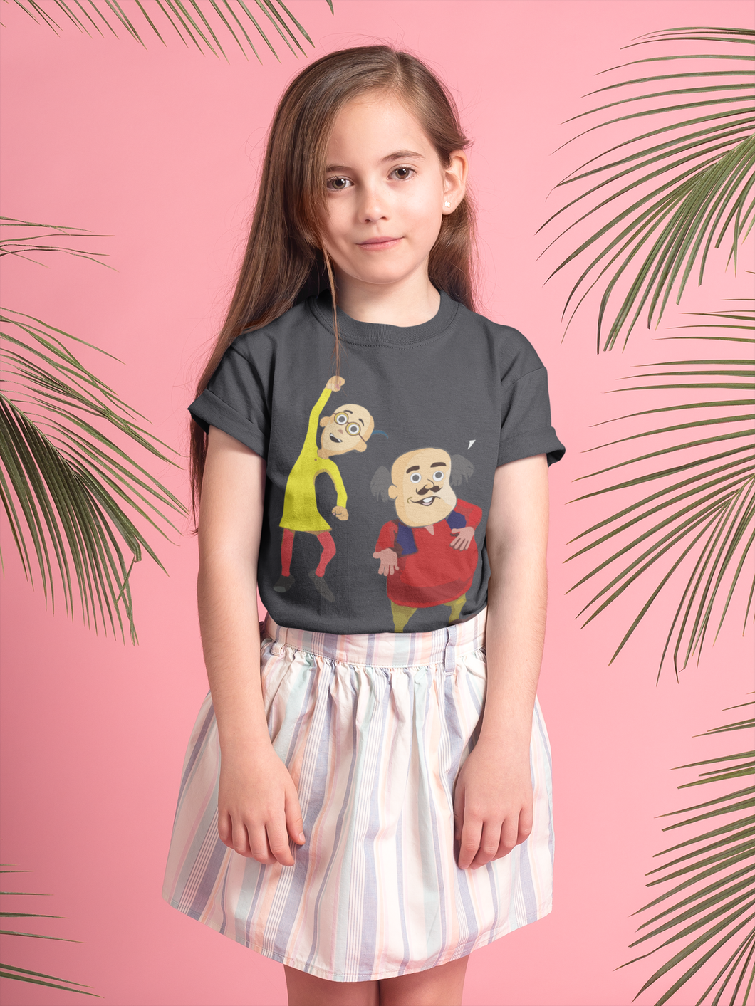 Cute Cartoon Half Sleeves T-Shirt For Girls -KidsFashionVilla