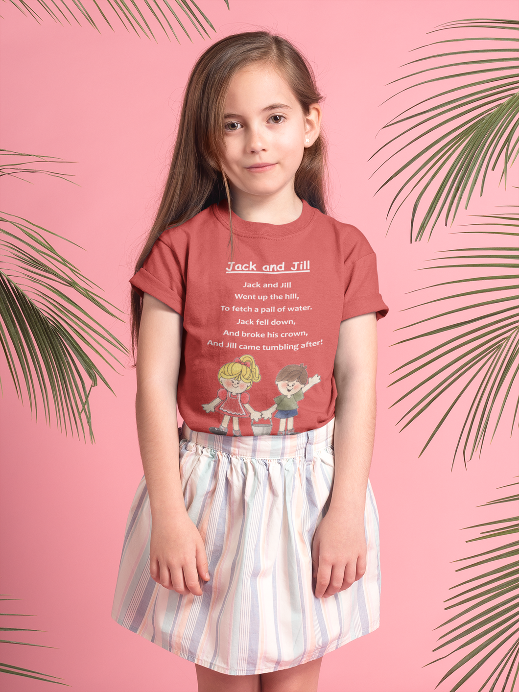 Jack And Jill Poem Half Sleeves T-Shirt For Girls -KidsFashionVilla