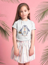 Load image into Gallery viewer, Papa And Baby Penguin Cartoon Half Sleeves T-Shirt For Girls -KidsFashionVilla
