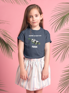Sleeping Panda Half Sleeves T-Shirt For Girls -KidsFashionVilla