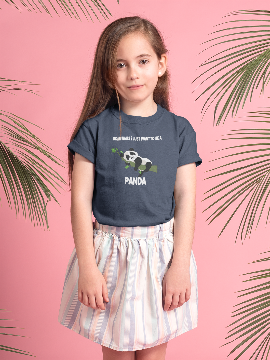 Sleeping Panda Half Sleeves T-Shirt For Girls -KidsFashionVilla