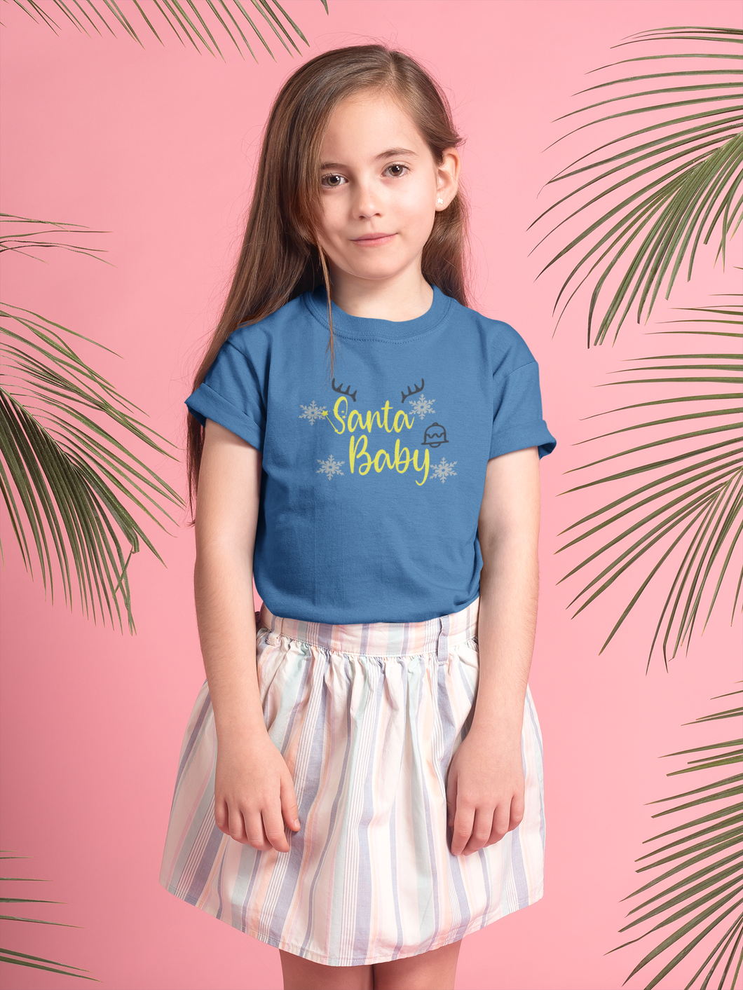 Santa Baby Christmas Half Sleeves T-Shirt For Girls -KidsFashionVilla