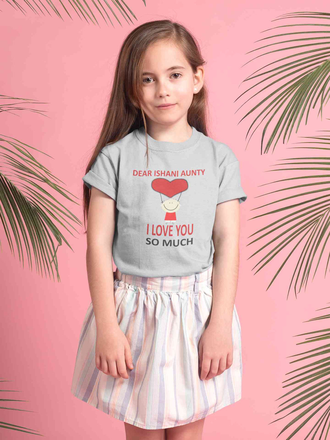 Custom Name I love My Aunty So Much Half Sleeves T-Shirt For Girls -KidsFashionVilla