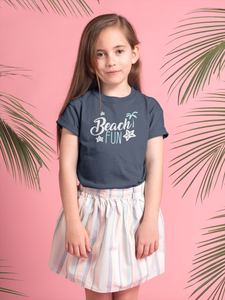 Beach Fun Half Sleeves T-Shirt For Girls -KidsFashionVilla
