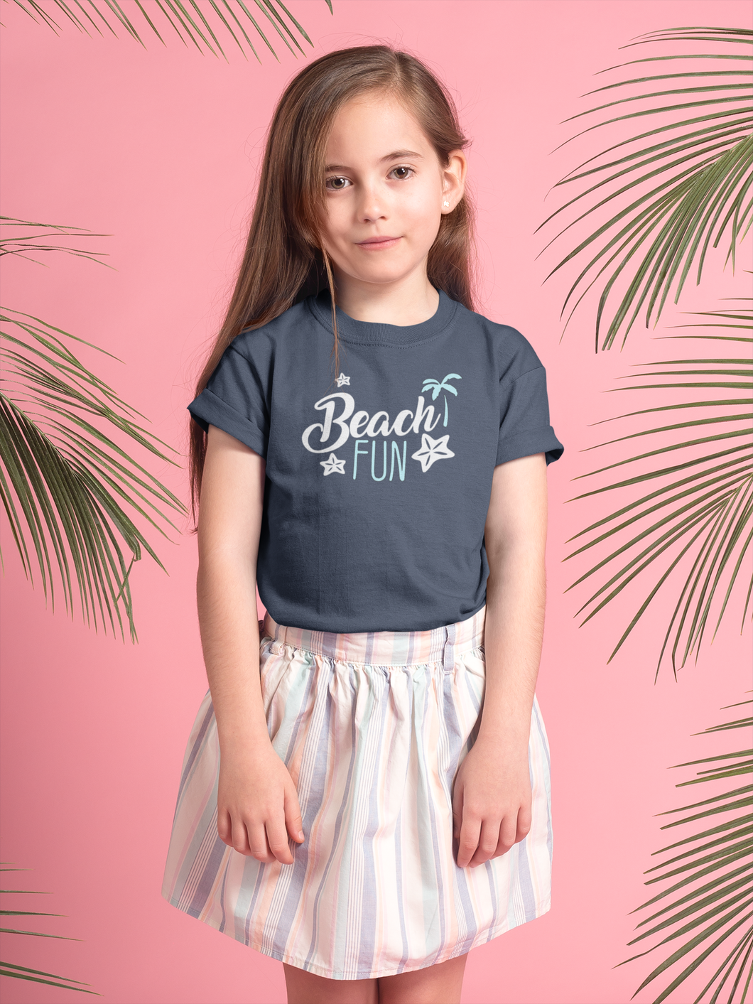 Beach Fun Half Sleeves T-Shirt For Girls -KidsFashionVilla