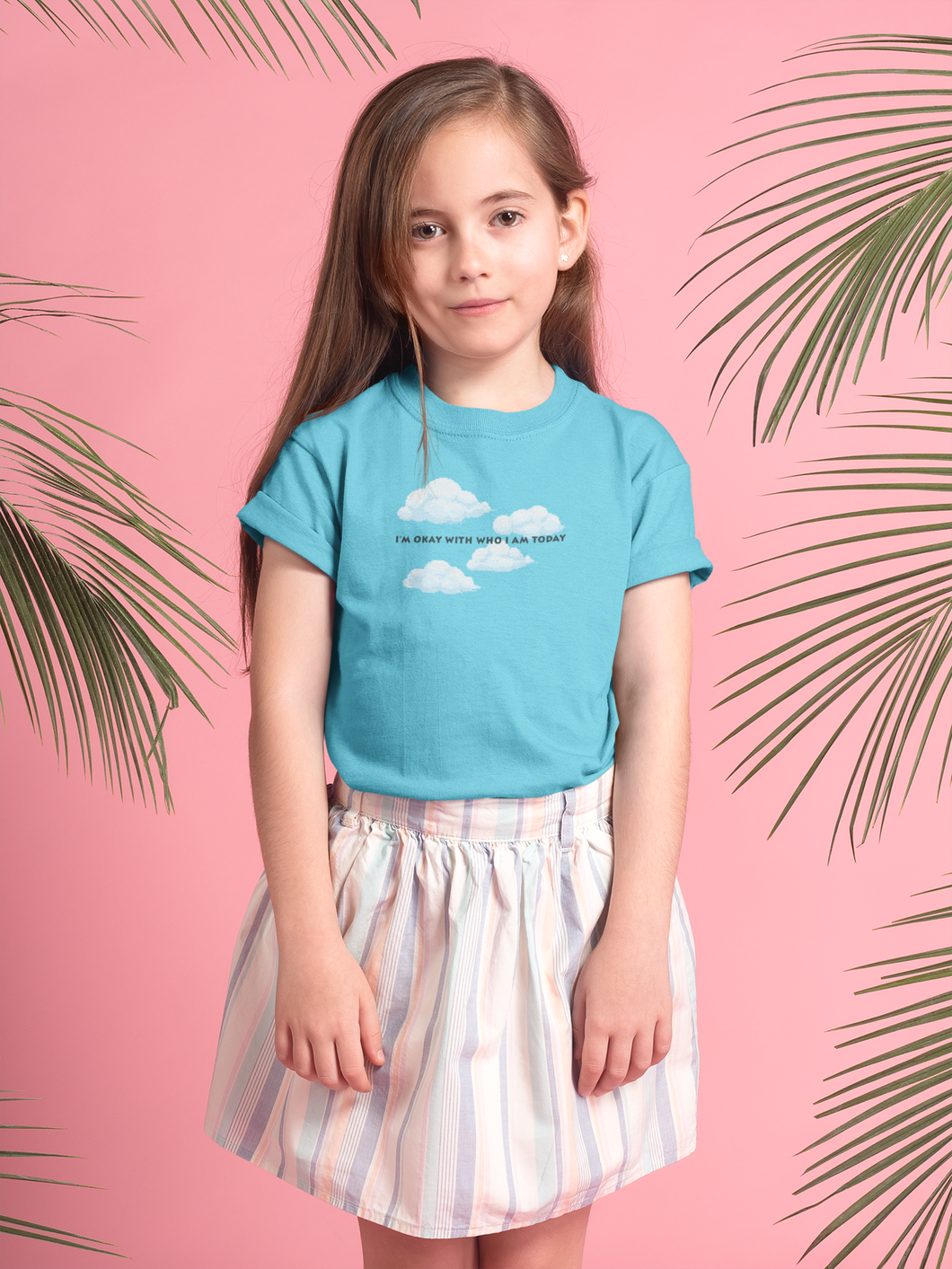 Its Okay Who I Am Today Minimals Half Sleeves T-Shirt For Girls -KidsFashionVilla