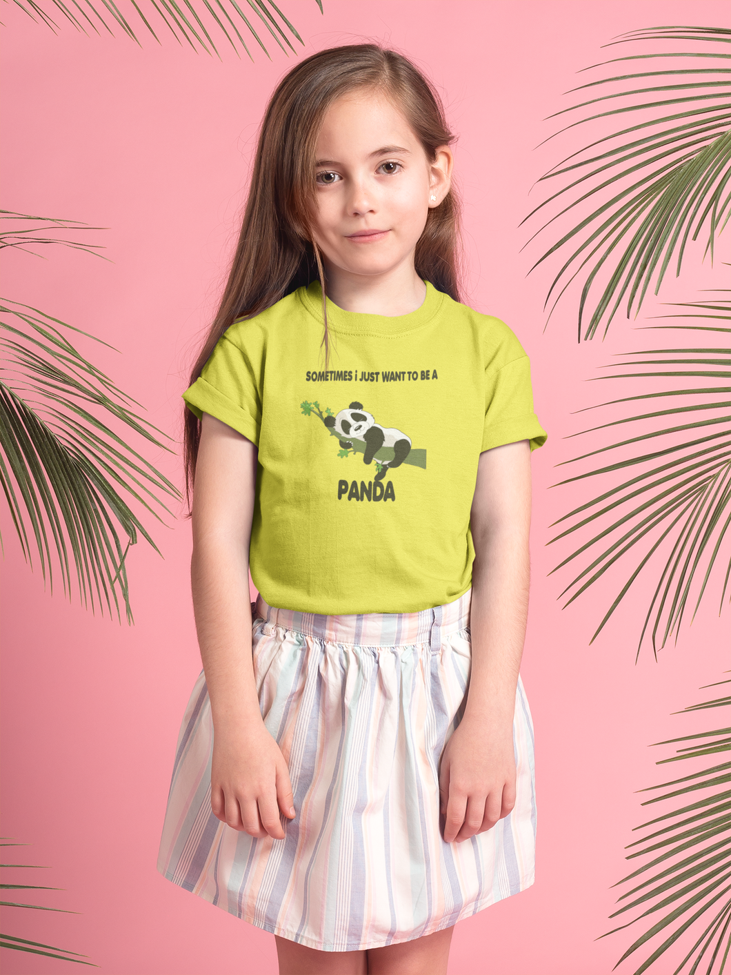 Sleeping Panda Half Sleeves T-Shirt For Girls -KidsFashionVilla