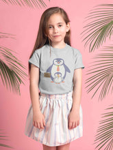 Load image into Gallery viewer, Papa And Baby Penguin Cartoon Half Sleeves T-Shirt For Girls -KidsFashionVilla
