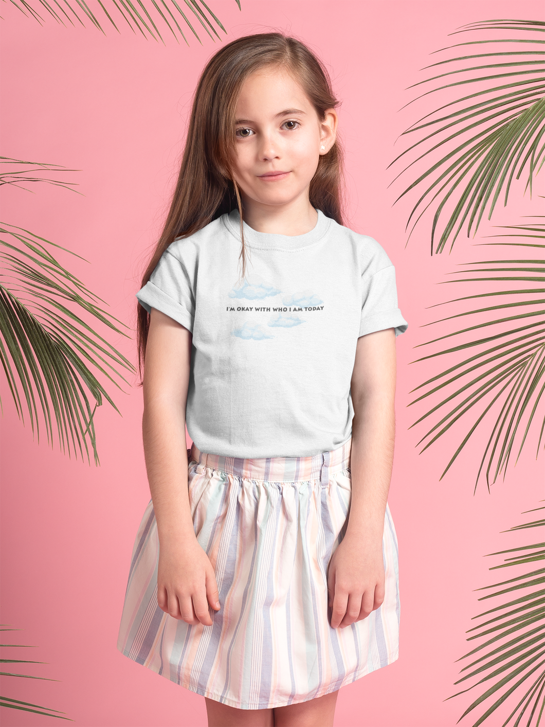 Its Okay Who I Am Today Minimals Half Sleeves T-Shirt For Girls -KidsFashionVilla