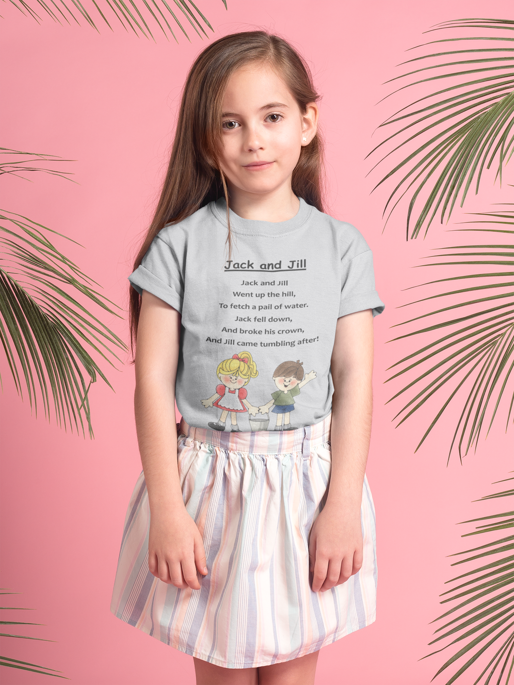 Jack And Jill Poem Half Sleeves T-Shirt For Girls -KidsFashionVilla