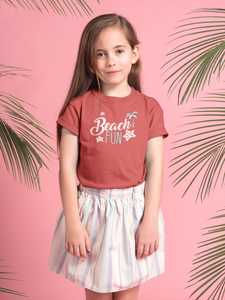Beach Fun Half Sleeves T-Shirt For Girls -KidsFashionVilla