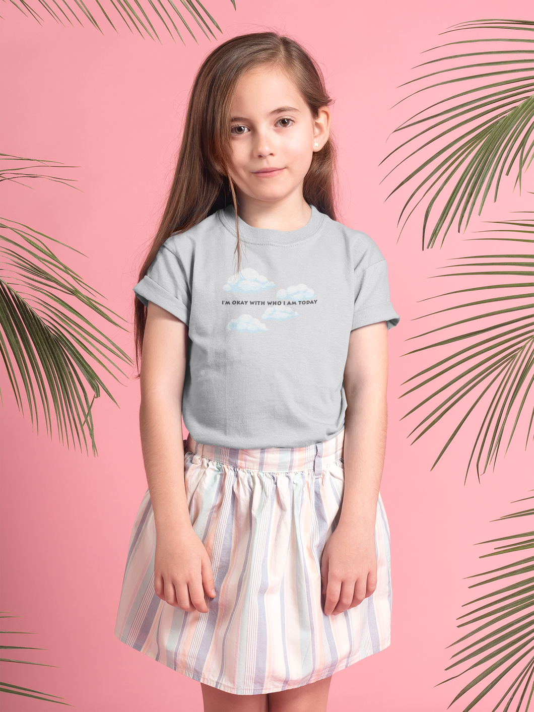 Its Okay Who I Am Today Minimals Half Sleeves T-Shirt For Girls -KidsFashionVilla