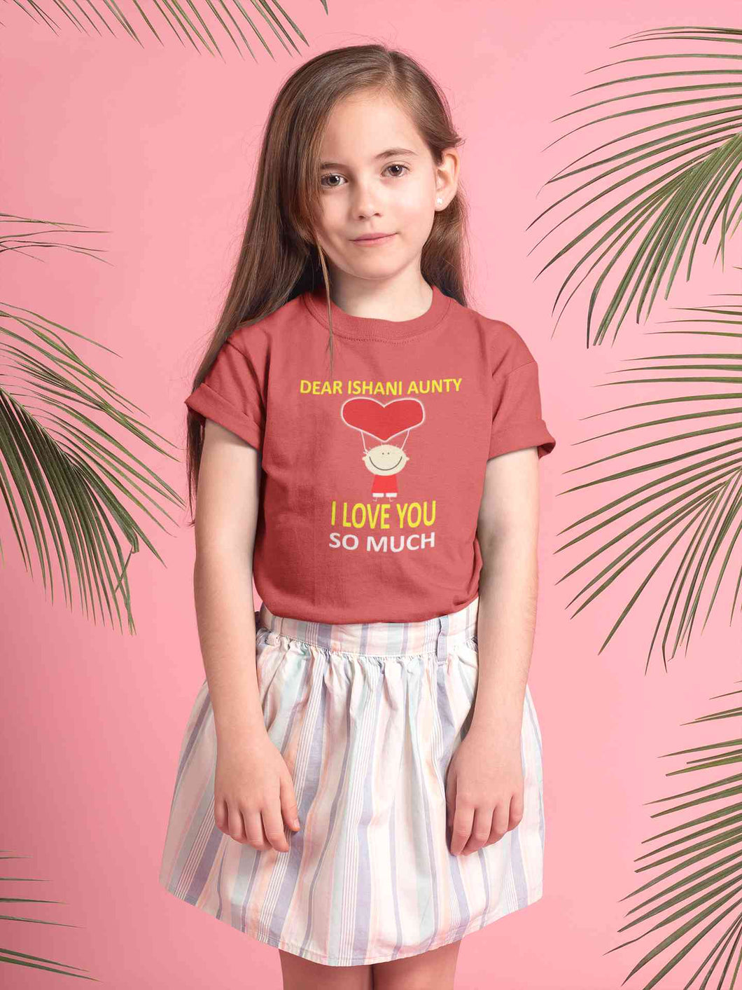 Custom Name I love My Aunty So Much Half Sleeves T-Shirt For Girls -KidsFashionVilla