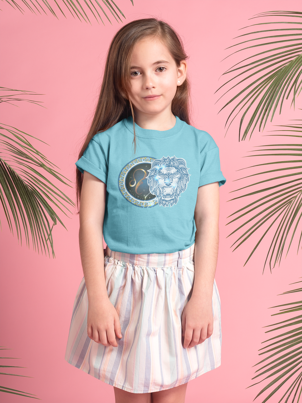 Leo Zodiac Sign Half Sleeves T-Shirt For Girls -KidsFashionVilla