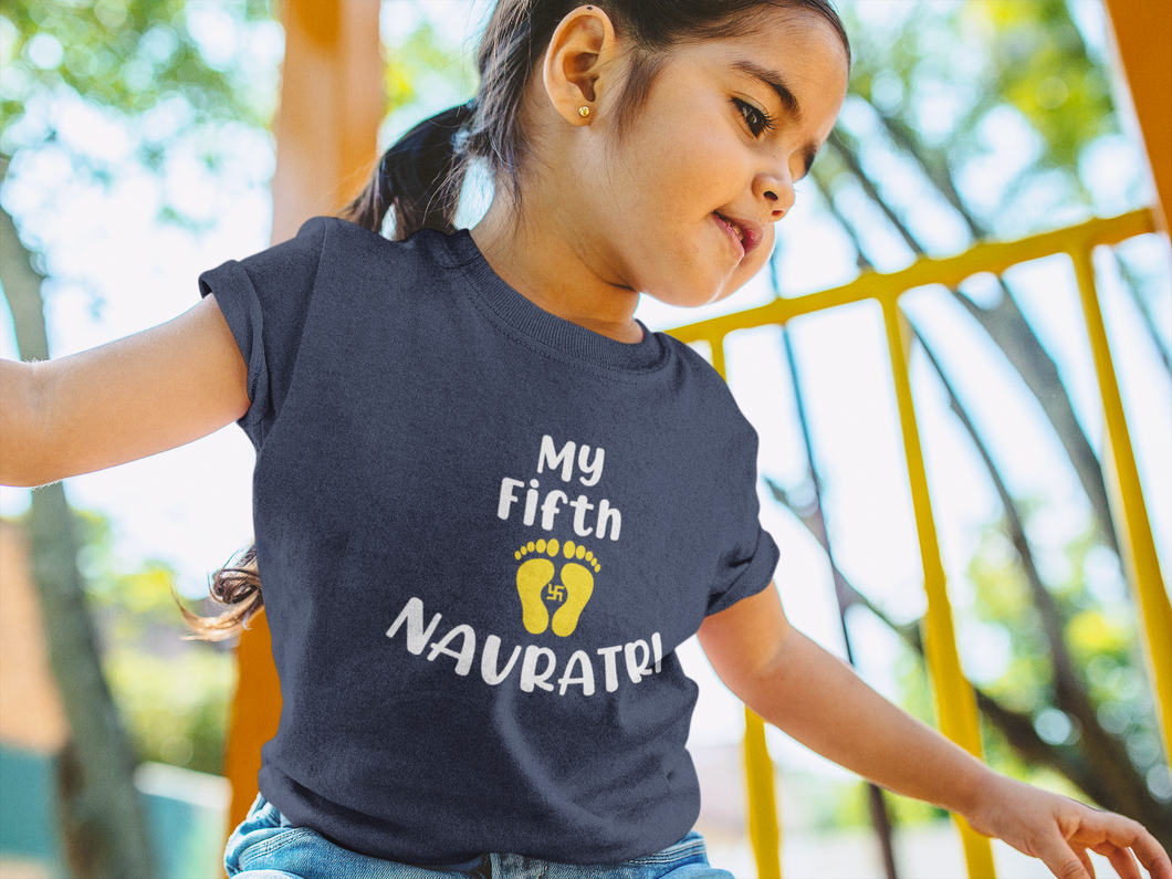 My Fifth Navratri Half Sleeves T-Shirt For Girls -KidsFashionVilla