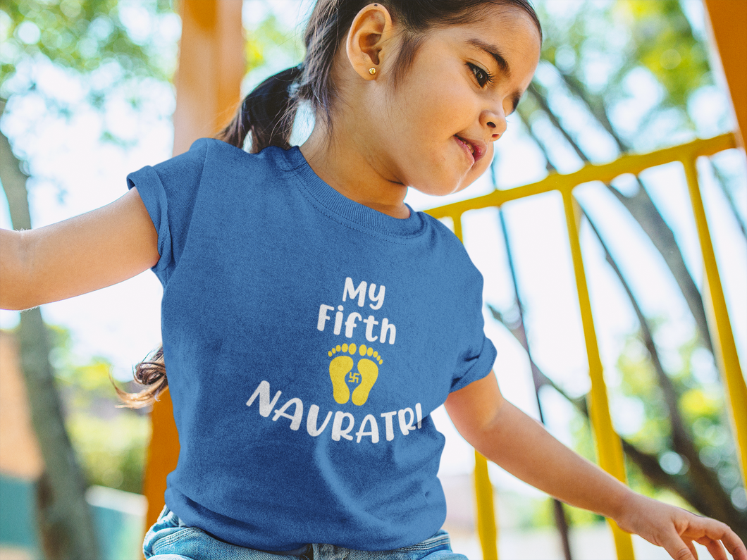 My Fifth Navratri Half Sleeves T-Shirt For Girls -KidsFashionVilla