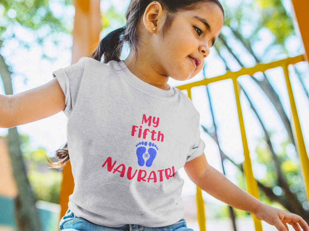 My Fifth Navratri Half Sleeves T-Shirt For Girls -KidsFashionVilla