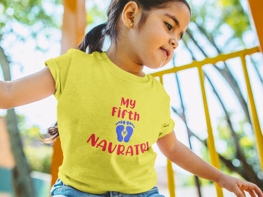 My Fifth Navratri Half Sleeves T-Shirt For Girls -KidsFashionVilla