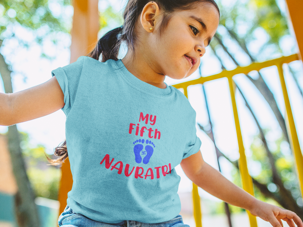 My Fifth Navratri Half Sleeves T-Shirt For Girls -KidsFashionVilla