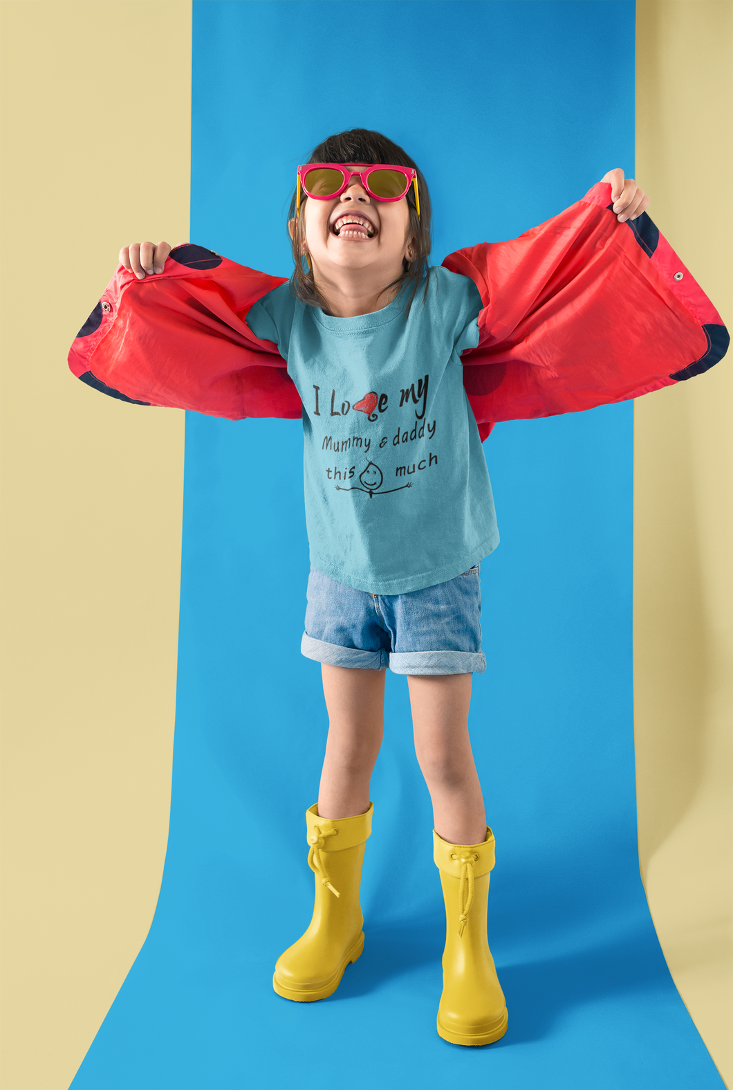 I Love My Mummy Daddy Half Sleeves T-Shirt For Girls -KidsFashionVilla