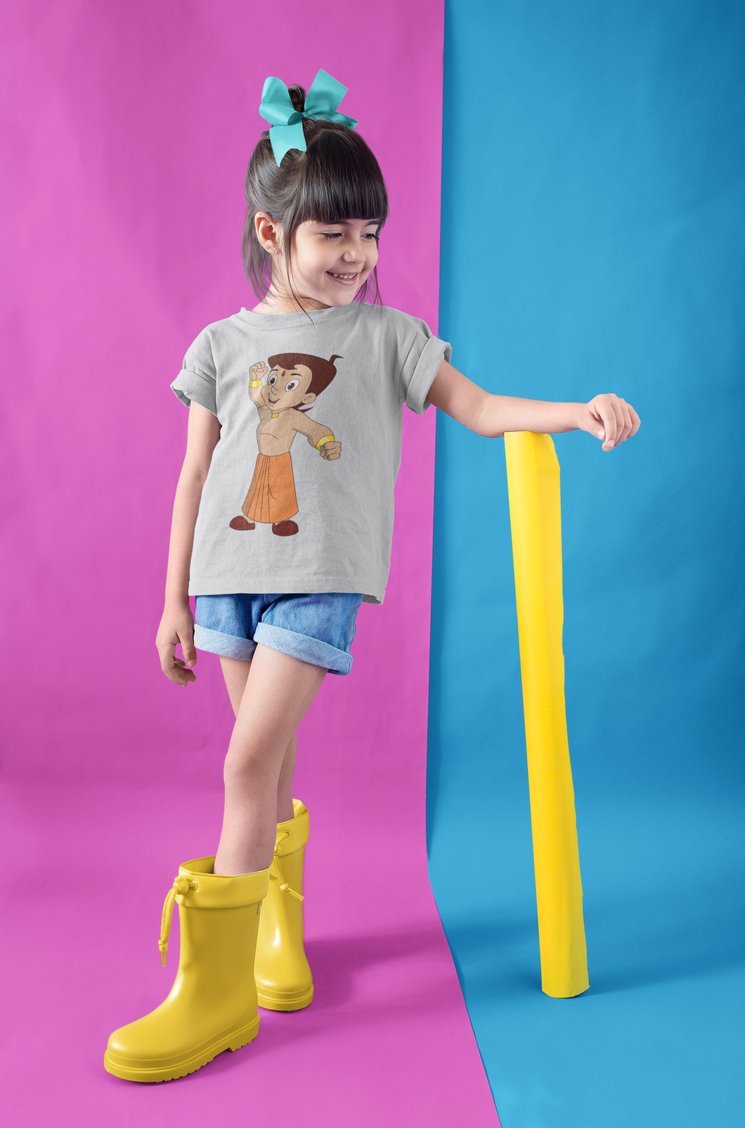 Cute Cartoon Half Sleeves T-Shirt For Girls -KidsFashionVilla