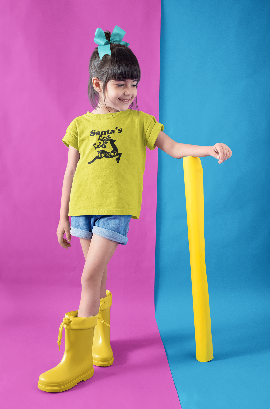 Santas Favorite Christmas Half Sleeves T-Shirt For Girls -KidsFashionVilla