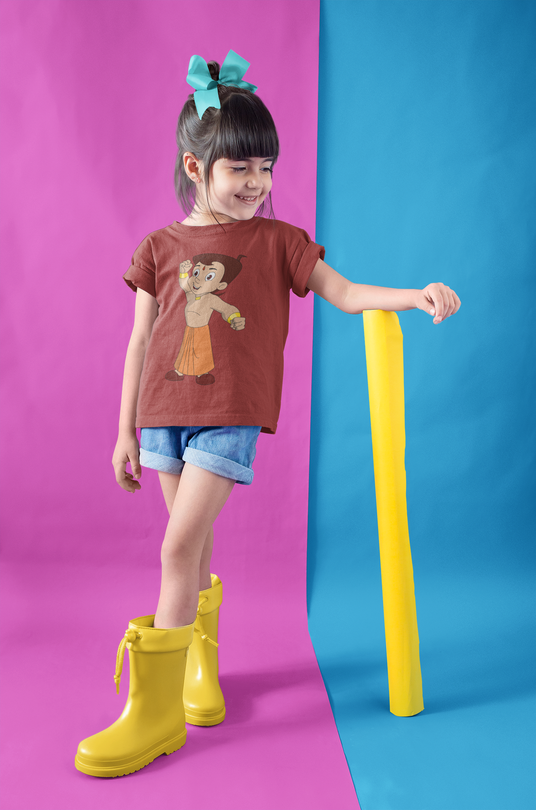 Cute Cartoon Half Sleeves T-Shirt For Girls -KidsFashionVilla