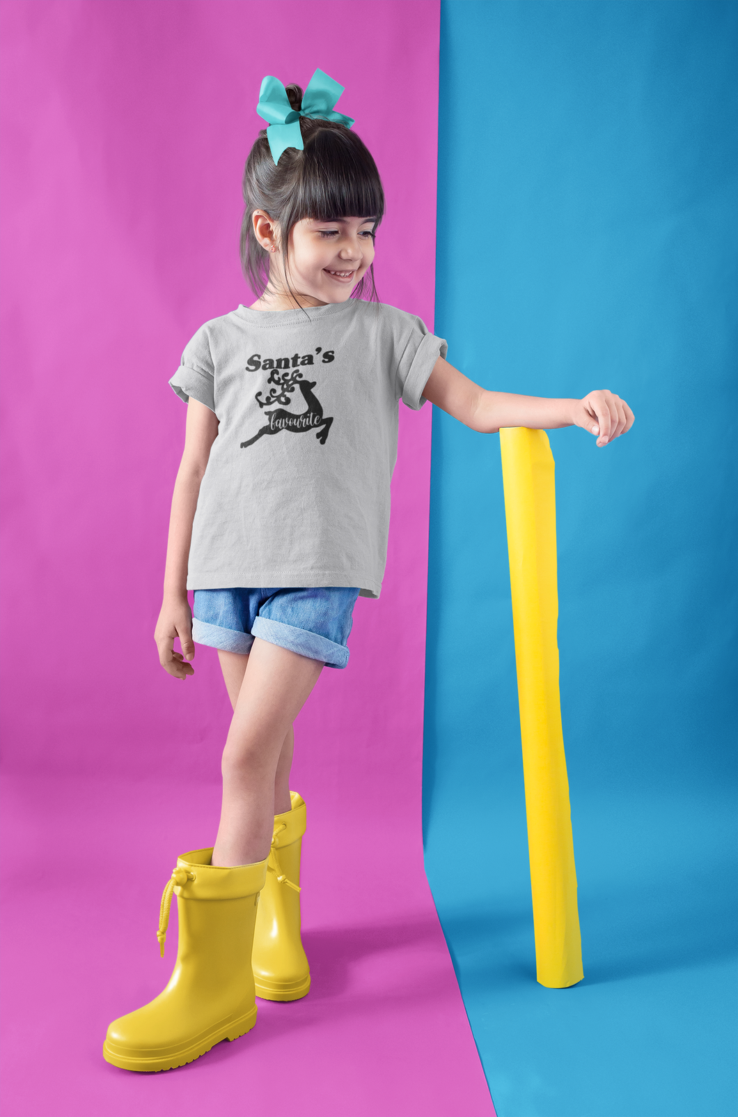 Santas Favorite Christmas Half Sleeves T-Shirt For Girls -KidsFashionVilla