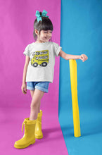 Load image into Gallery viewer, Panda Yellow Bus Cartoon Half Sleeves T-Shirt For Girls -KidsFashionVilla
