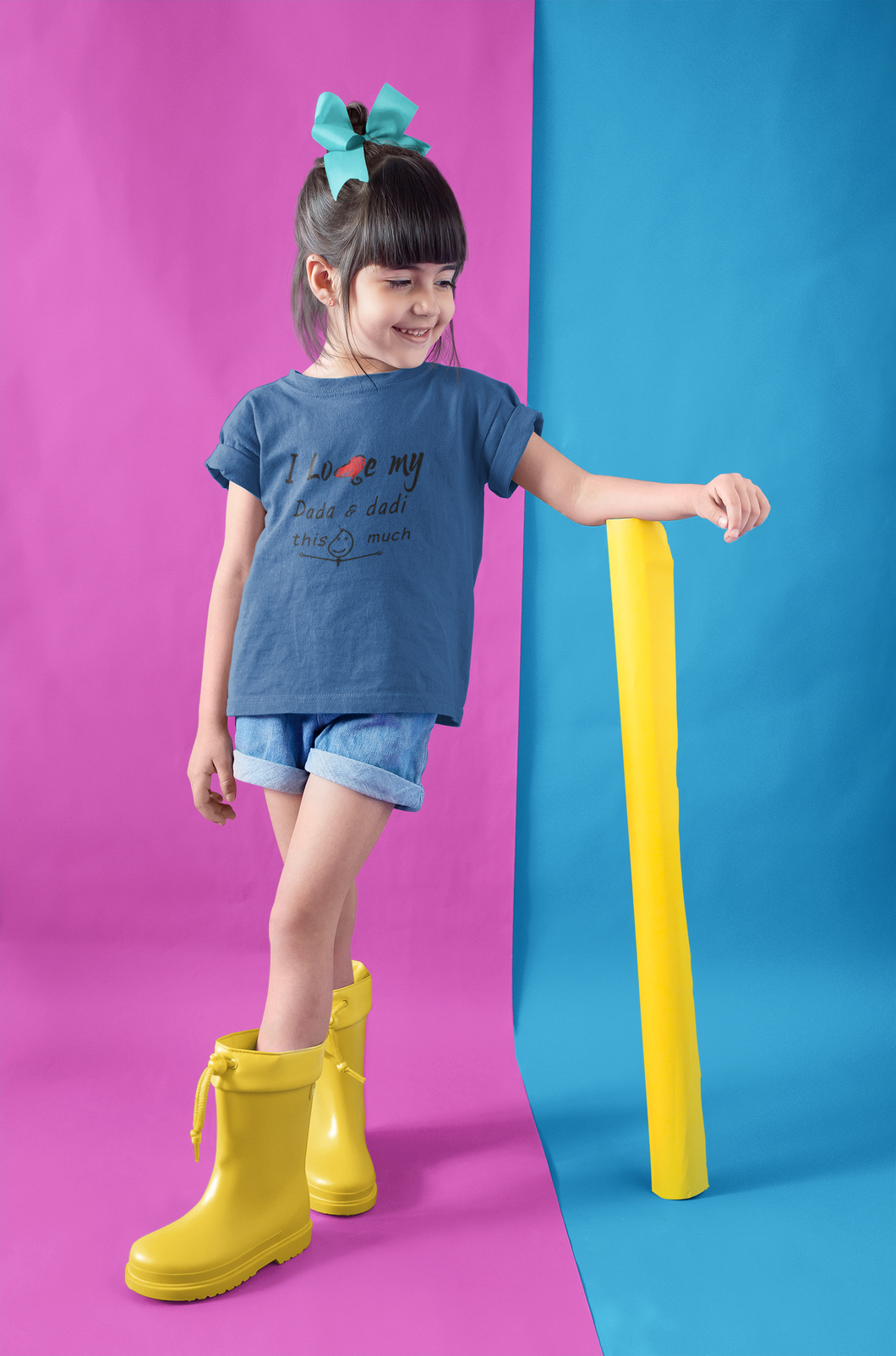 I Love Dada Dadi Half Sleeves T-Shirt For Girls -KidsFashionVilla