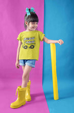 Load image into Gallery viewer, Panda Yellow Bus Cartoon Half Sleeves T-Shirt For Girls -KidsFashionVilla
