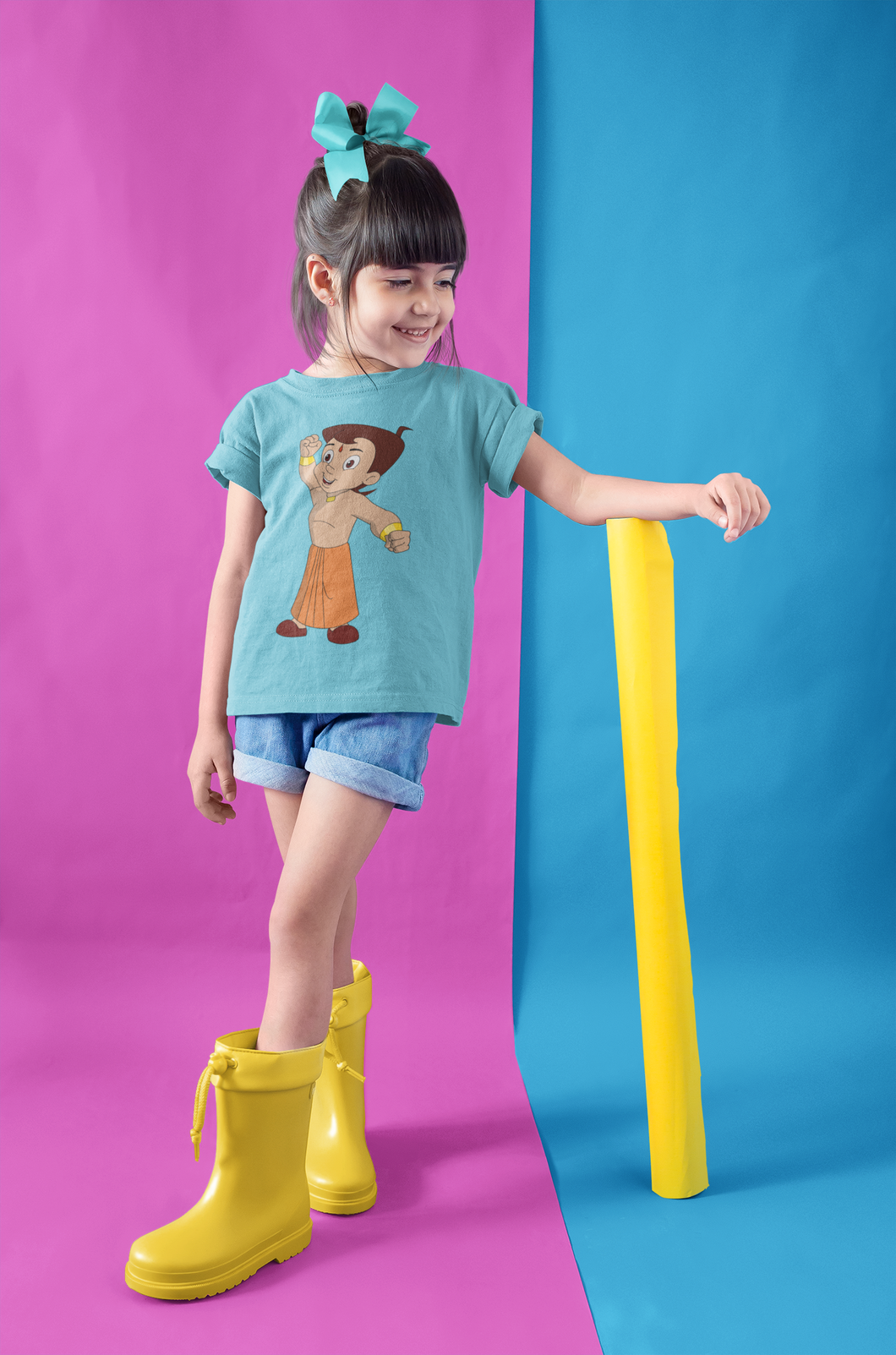 Cute Cartoon Half Sleeves T-Shirt For Girls -KidsFashionVilla