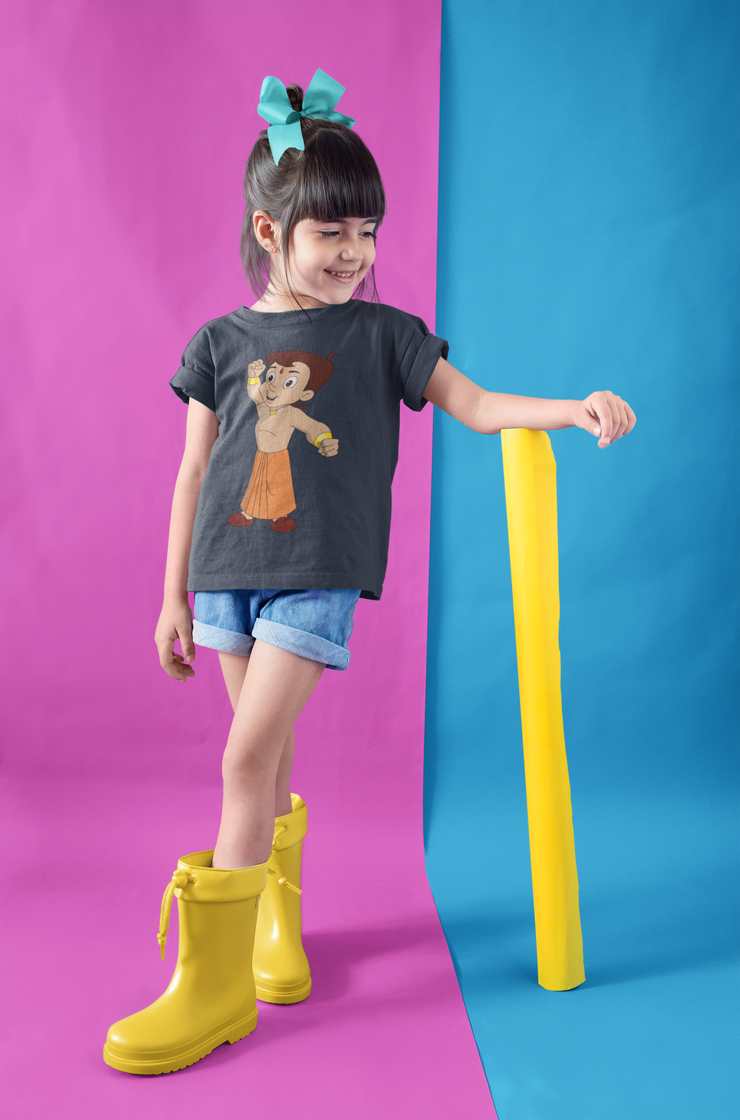 Cute Cartoon Half Sleeves T-Shirt For Girls -KidsFashionVilla