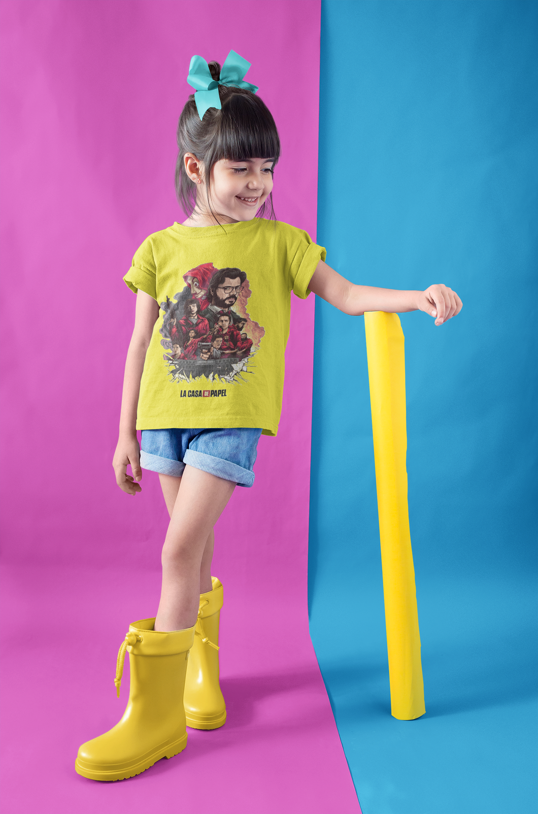 La Casa De Papel Money Heist Half Sleeves T-Shirt For Girls -KidsFashionVilla