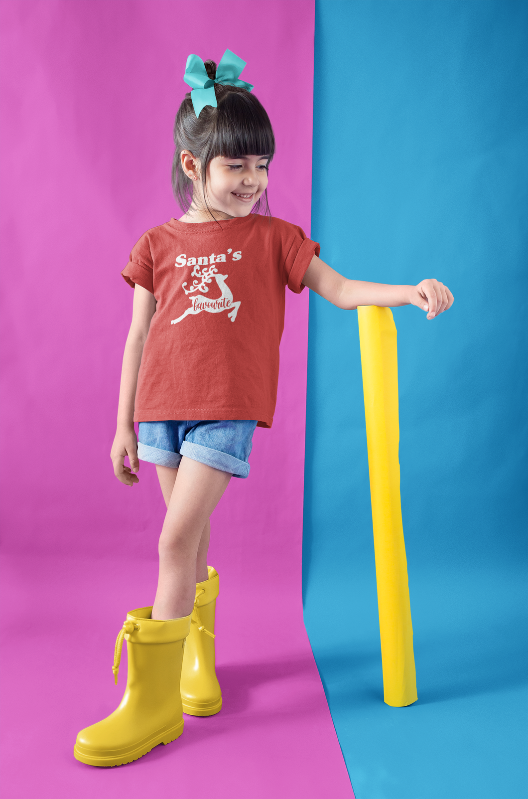 Santas Favorite Christmas Half Sleeves T-Shirt For Girls -KidsFashionVilla