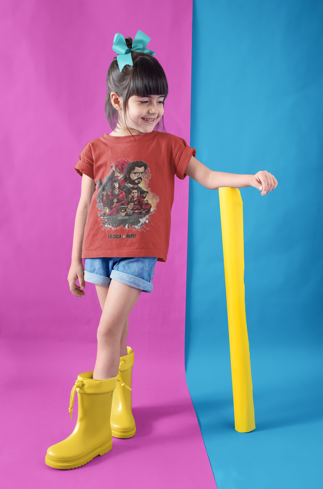 La Casa De Papel Money Heist Half Sleeves T-Shirt For Girls -KidsFashionVilla