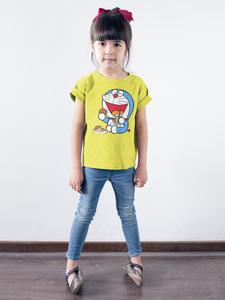 Cute Cartoon Half Sleeves T-Shirt For Girls -KidsFashionVilla