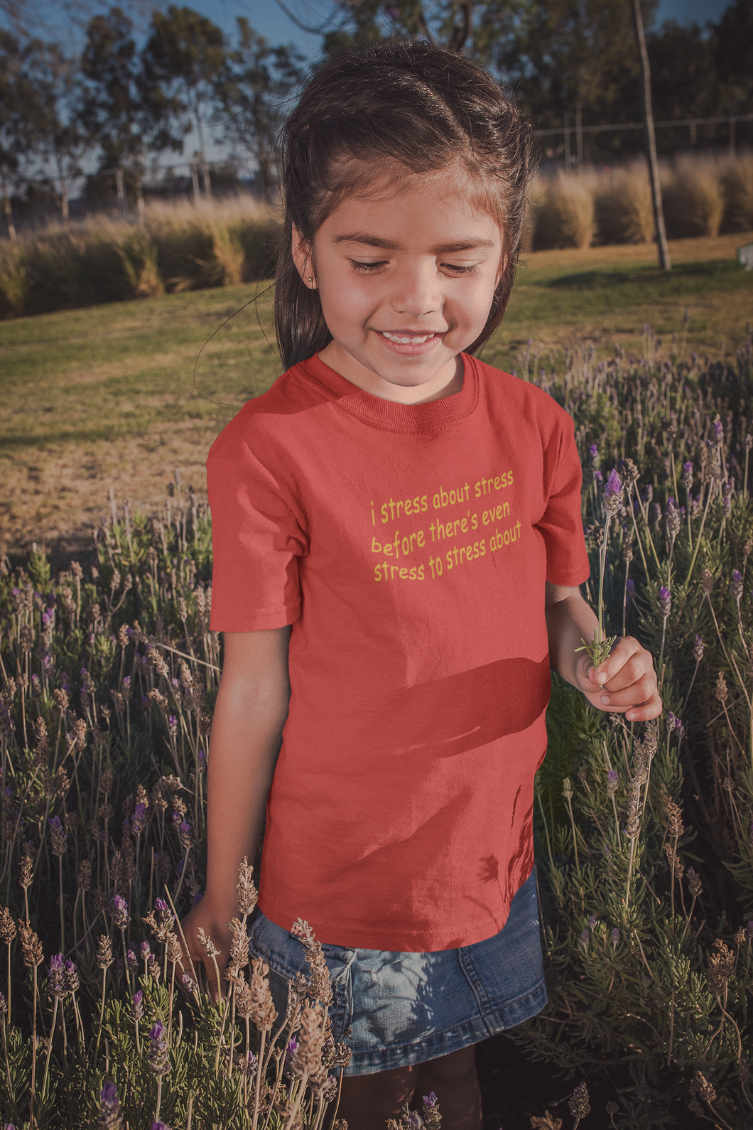 I Stress Minimals Half Sleeves T-Shirt For Girls -KidsFashionVilla