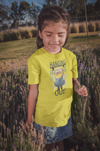 Load image into Gallery viewer, Hanging Out Minion Half Sleeves T-Shirt For Girls -KidsFashionVilla
