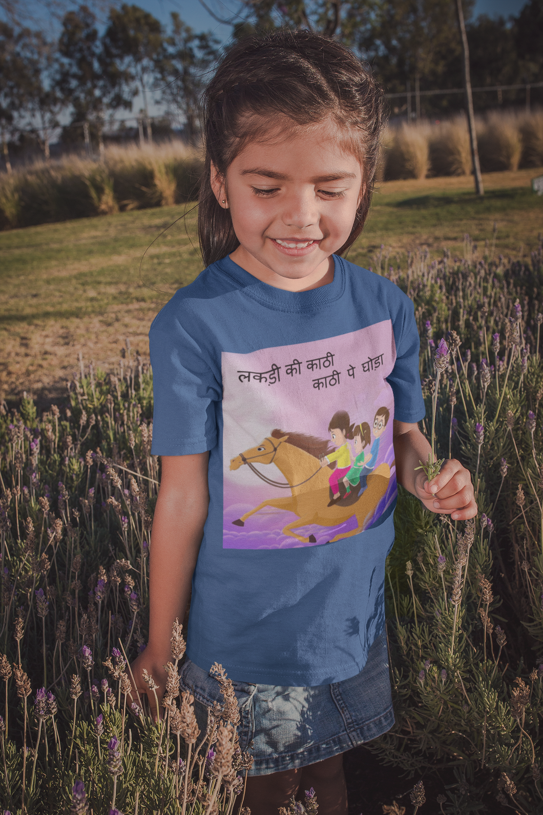 Lakdi Ki Kathi Pe Ghoda Poem Half Sleeves T-Shirt For Girls -KidsFashionVilla