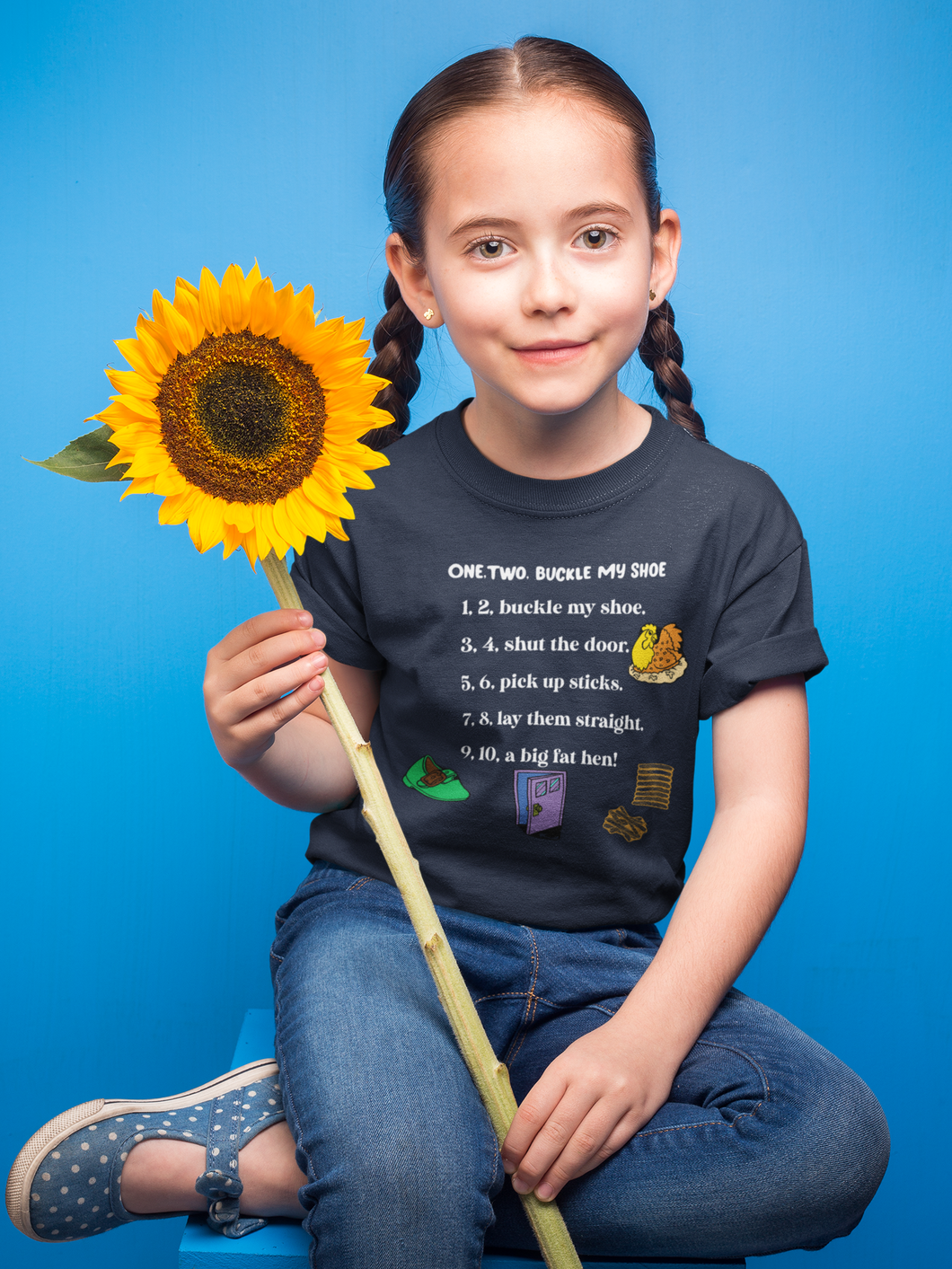 One Two Poem Half Sleeves T-Shirt For Girls -KidsFashionVilla