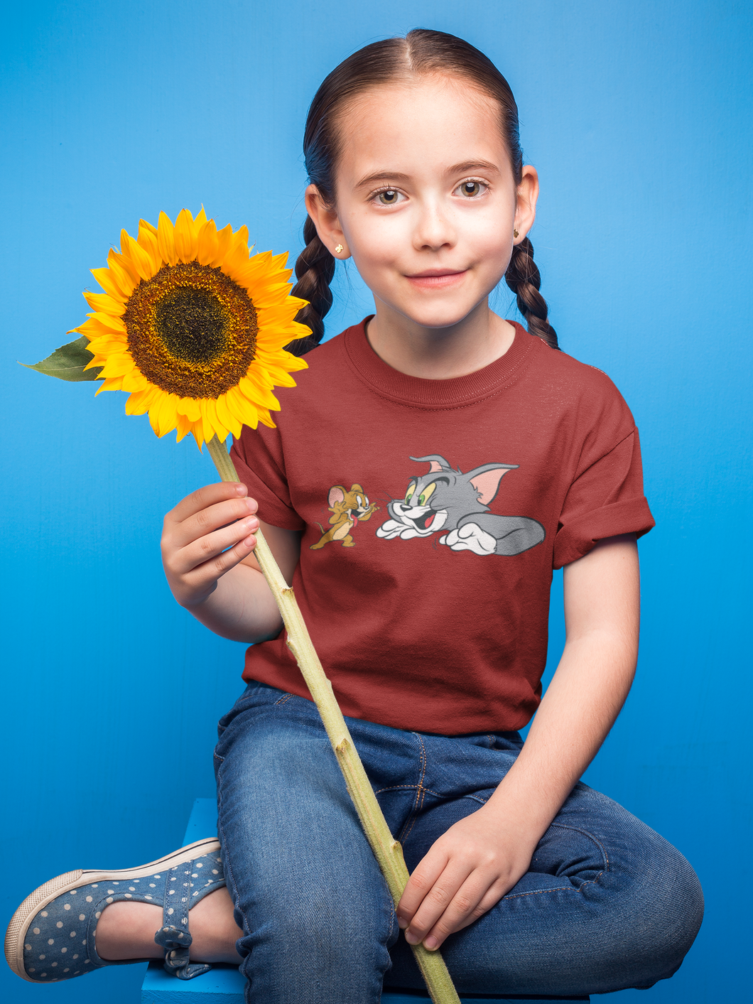 Cute Cartoon Half Sleeves T-Shirt For Girls -KidsFashionVilla