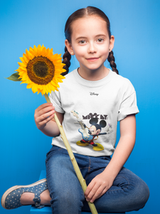 Playing Guitar Cartoon Half Sleeves T-Shirt For Girls -KidsFashionVilla