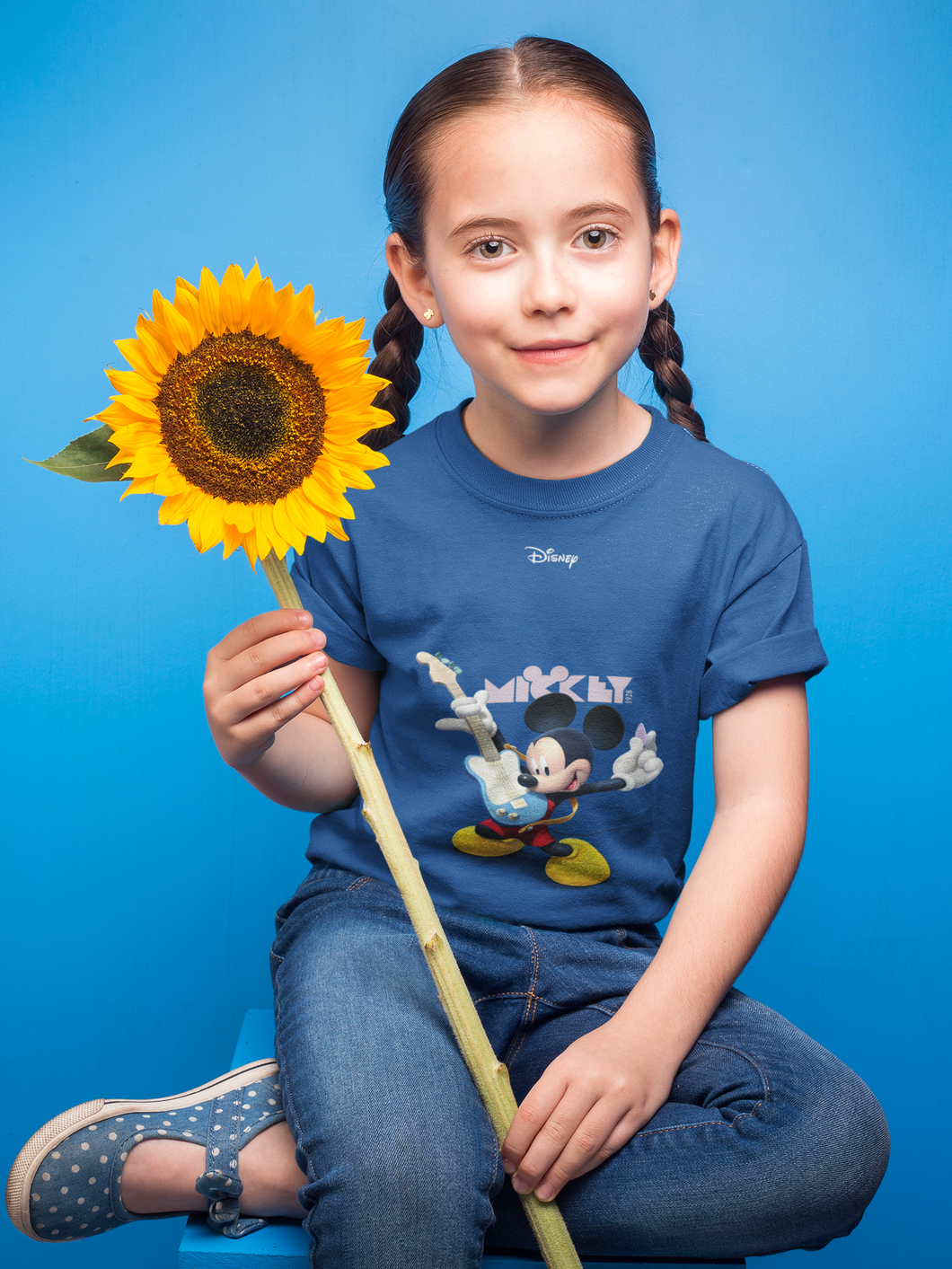 Playing Guitar Cartoon Half Sleeves T-Shirt For Girls -KidsFashionVilla