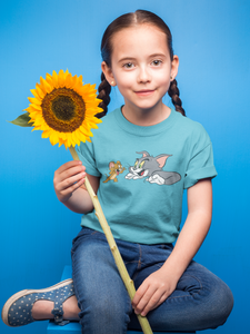 Cute Cartoon Half Sleeves T-Shirt For Girls -KidsFashionVilla