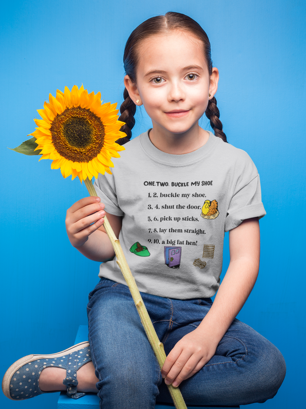 One Two Poem Half Sleeves T-Shirt For Girls -KidsFashionVilla