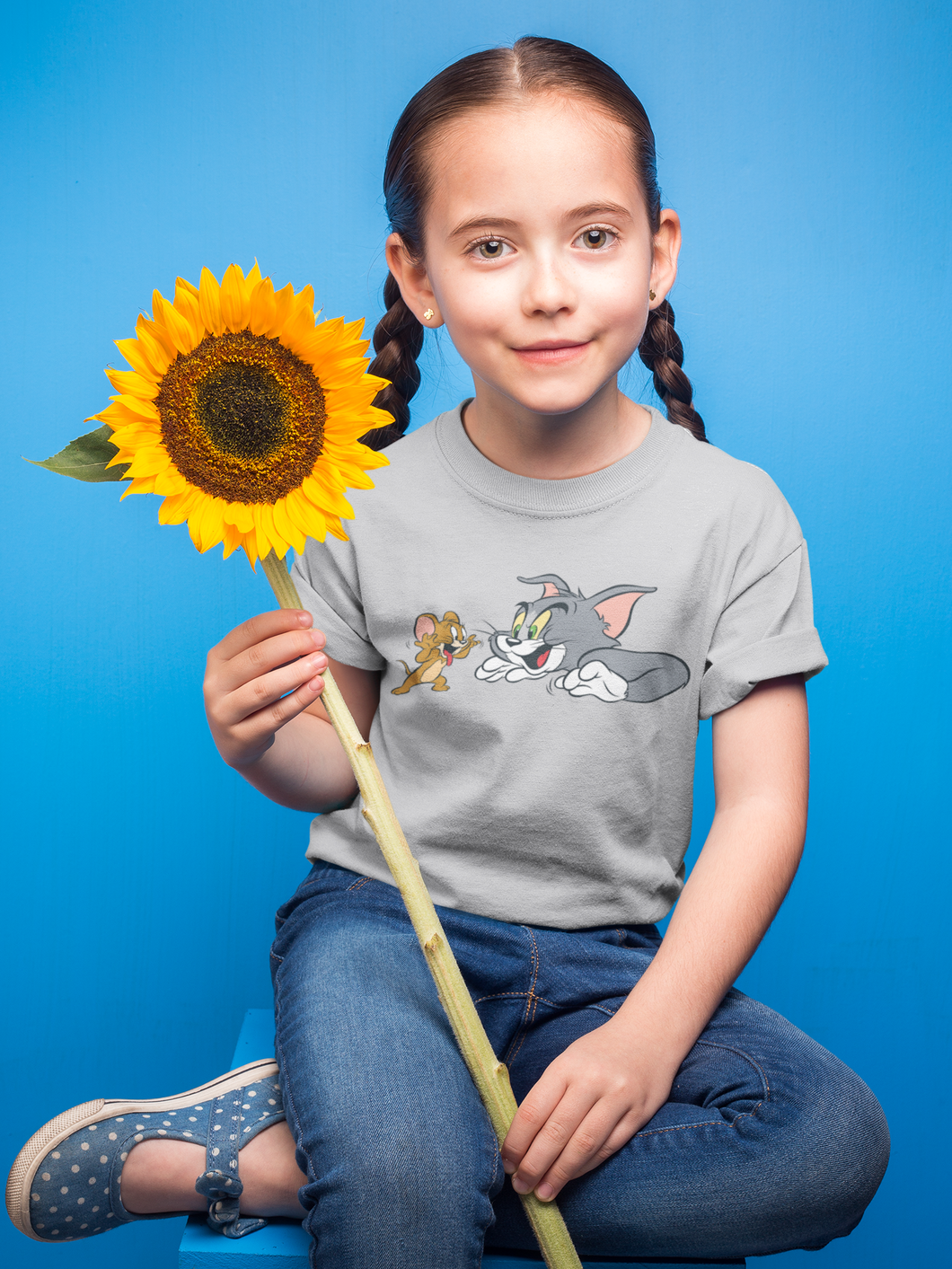 Cute Cartoon Half Sleeves T-Shirt For Girls -KidsFashionVilla