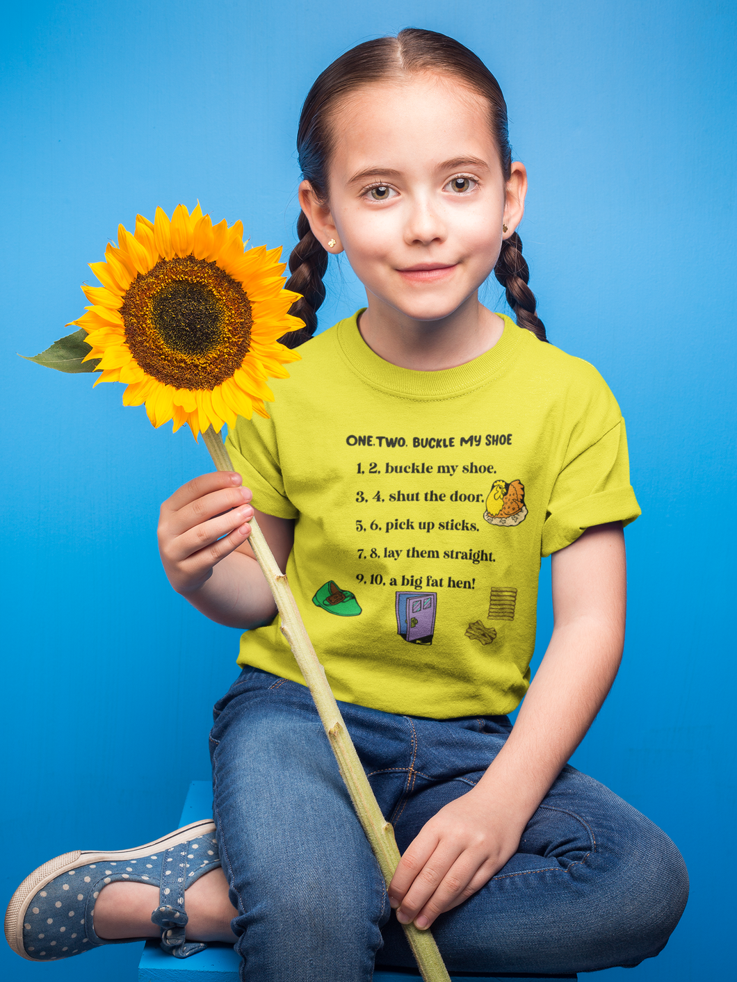 One Two Poem Half Sleeves T-Shirt For Girls -KidsFashionVilla