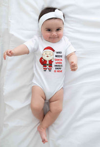Customized Name Santa Dadu Is Here Christmas Rompers for Baby Girl- KidsFashionVilla